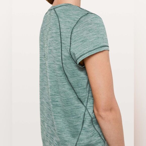 Lululemon Another Mile Short Sleeve Heathered Green Smoke size 4 - Picture 7 of 8